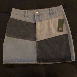 color block jean skirt